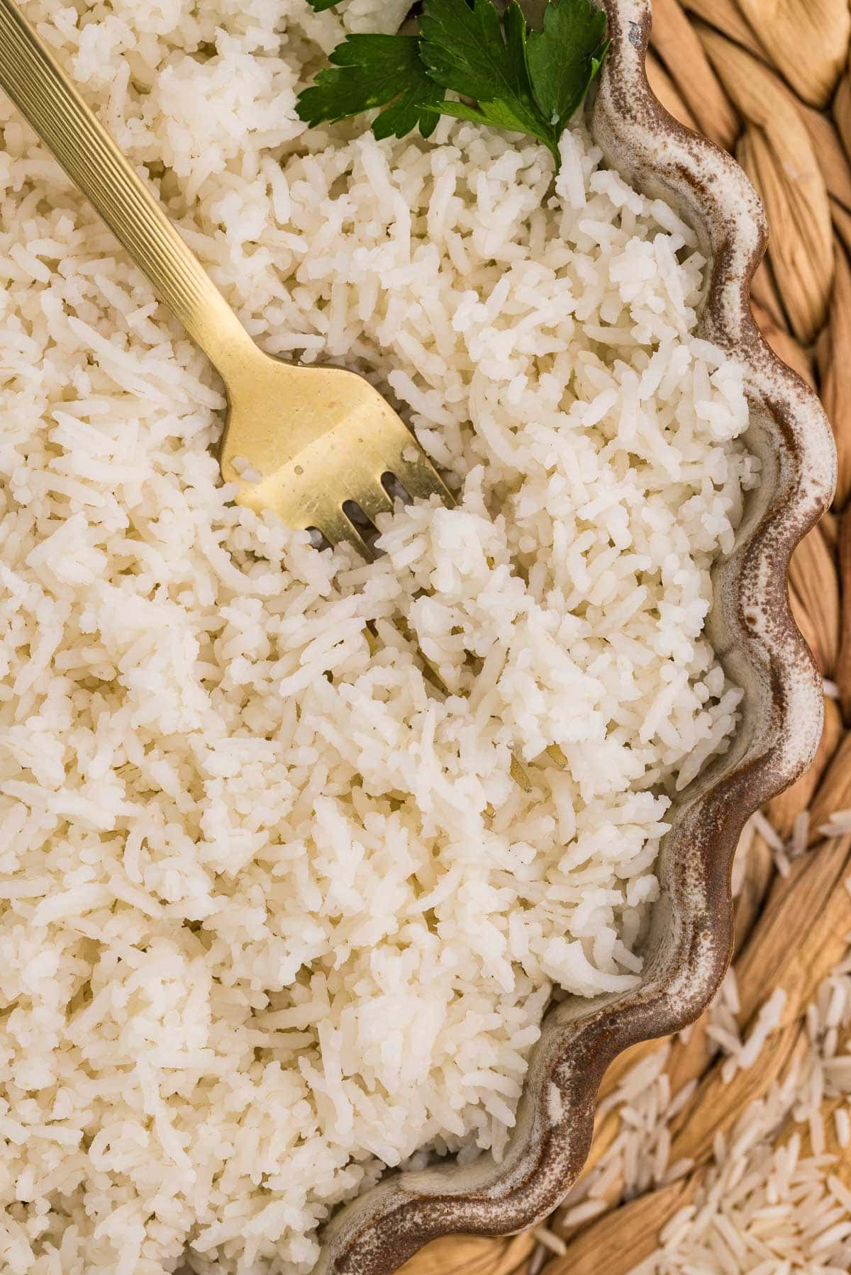 Instant Pot Basmati Rice with fork