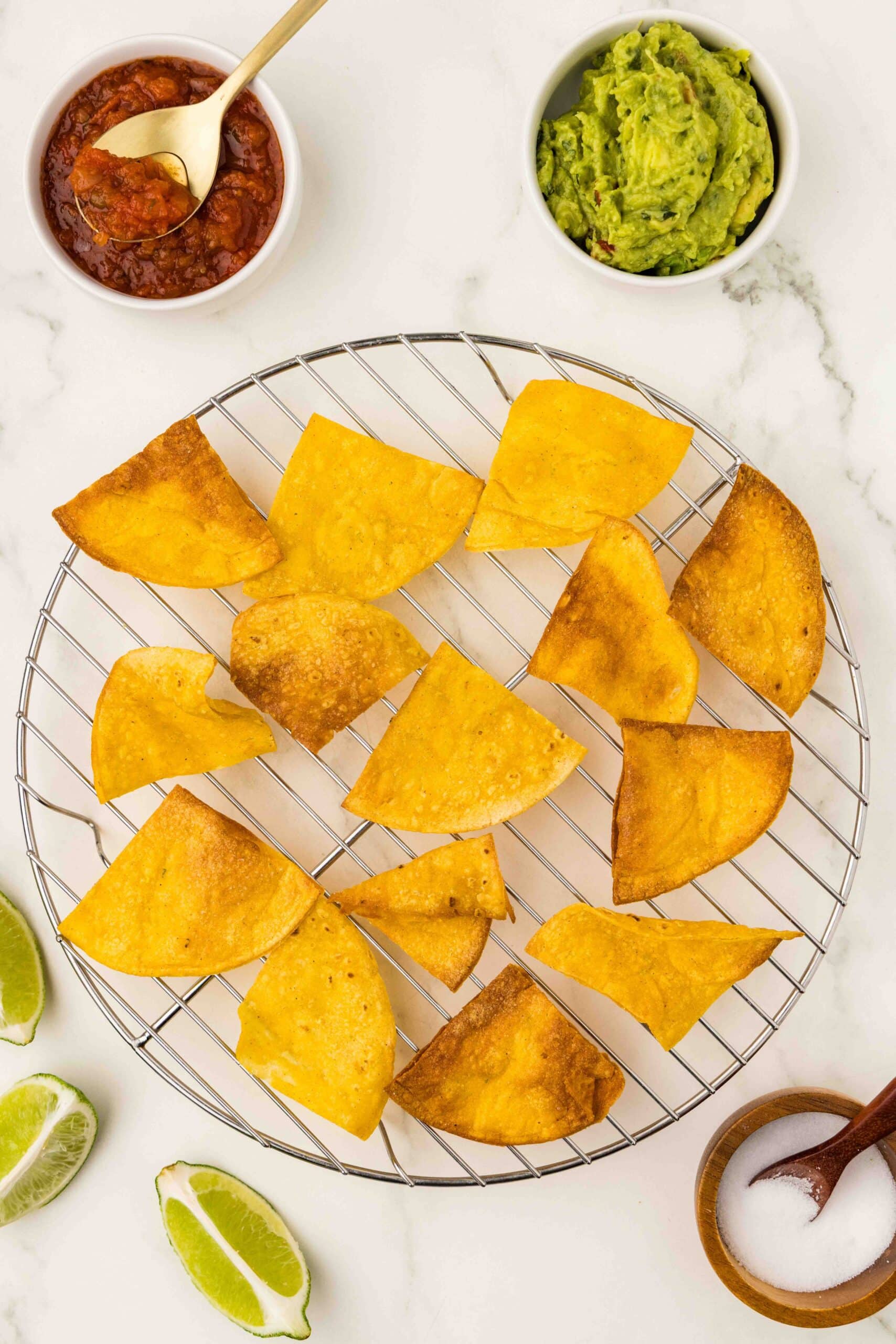 tortilla chips on cooling rack