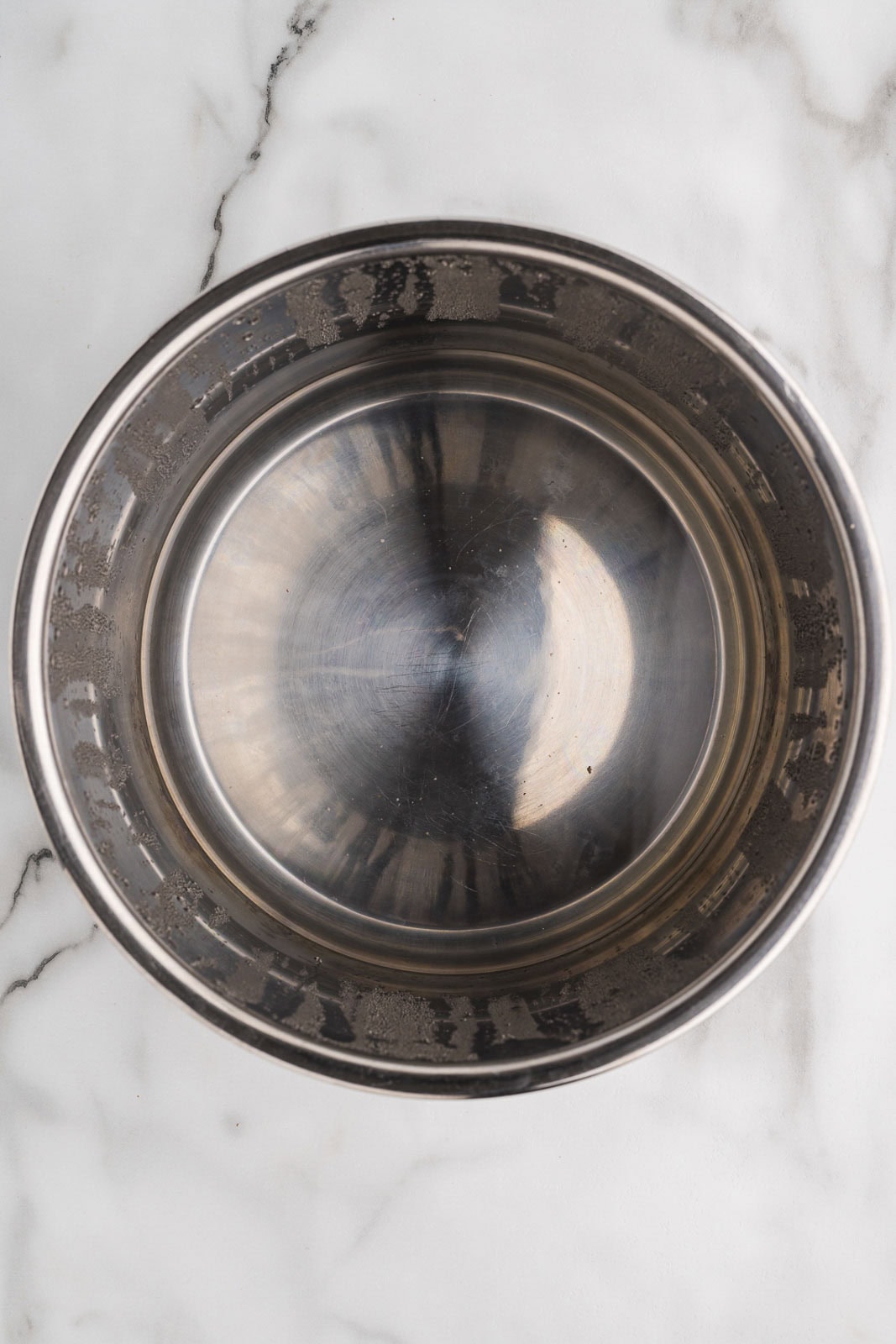 overhead view of instant pot containing water