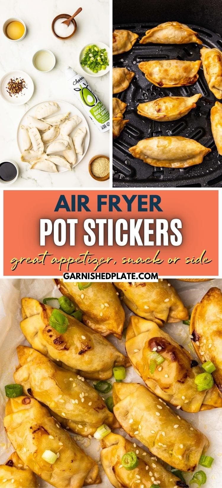How to Cook Pot Stickers in an Air Fryer - Garnished Plate