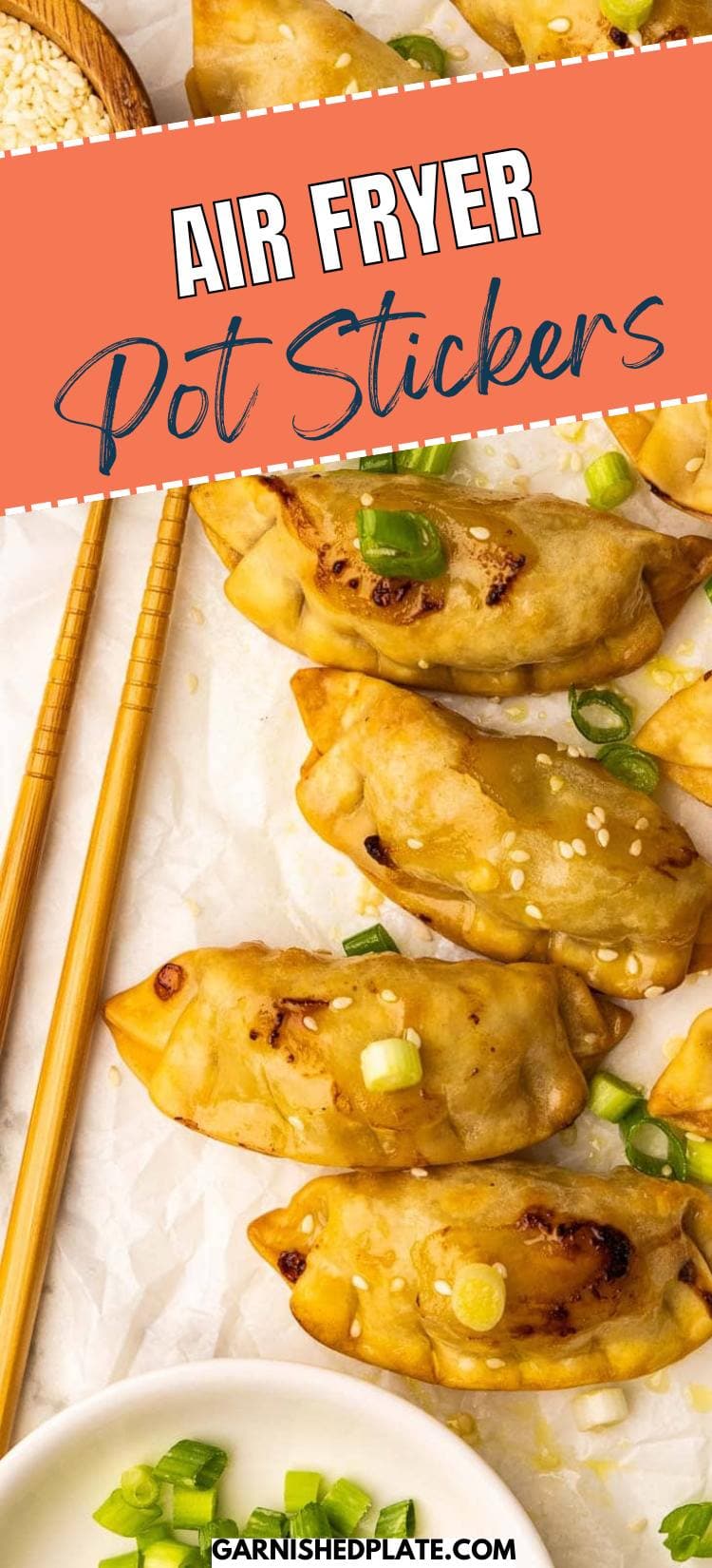 How to Cook Pot Stickers in an Air Fryer - Garnished Plate