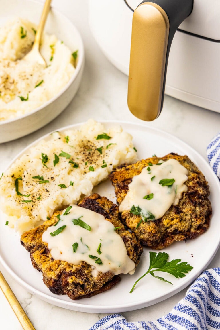 Air Fryer Chicken Fried Steak (With Gravy!)